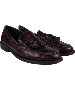 Russell & Bromley Red Burgundy Leather Keeble Tassel Loafers UK 7 EU 41