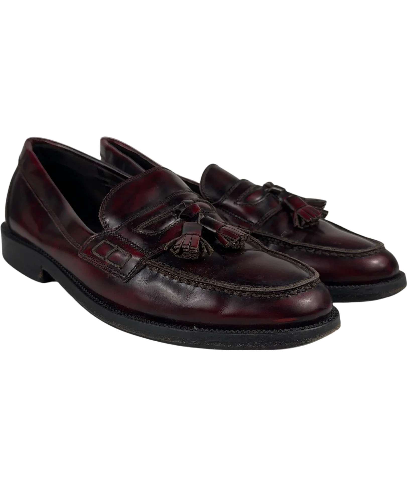 Russell & Bromley Red Burgundy Leather Keeble Tassel Loafers, size UK 7 EU 41 👞 — front