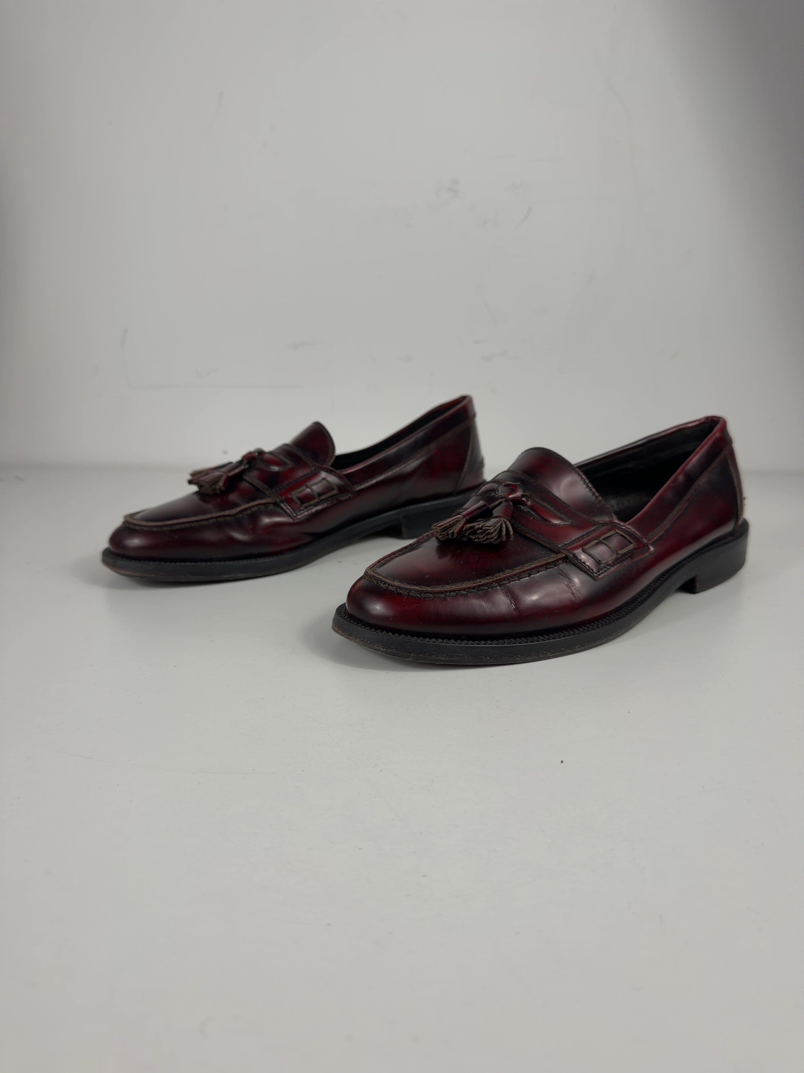 Russell & Bromley Red Burgundy Leather Keeble Tassel Loafers, size UK 7 EU 41 👞 — label