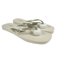 Next Cream QC Next Cream & Gold Metallic Strap Flip Flops, size UK 6.5 EU 39.5 👠 — front