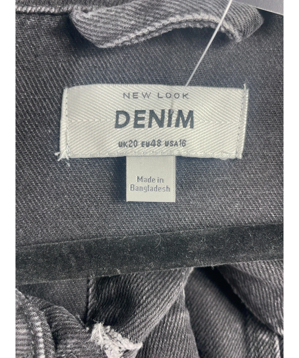 New Look Black DENIM Black Oversized Denim Jacket, size UK 20 — detail