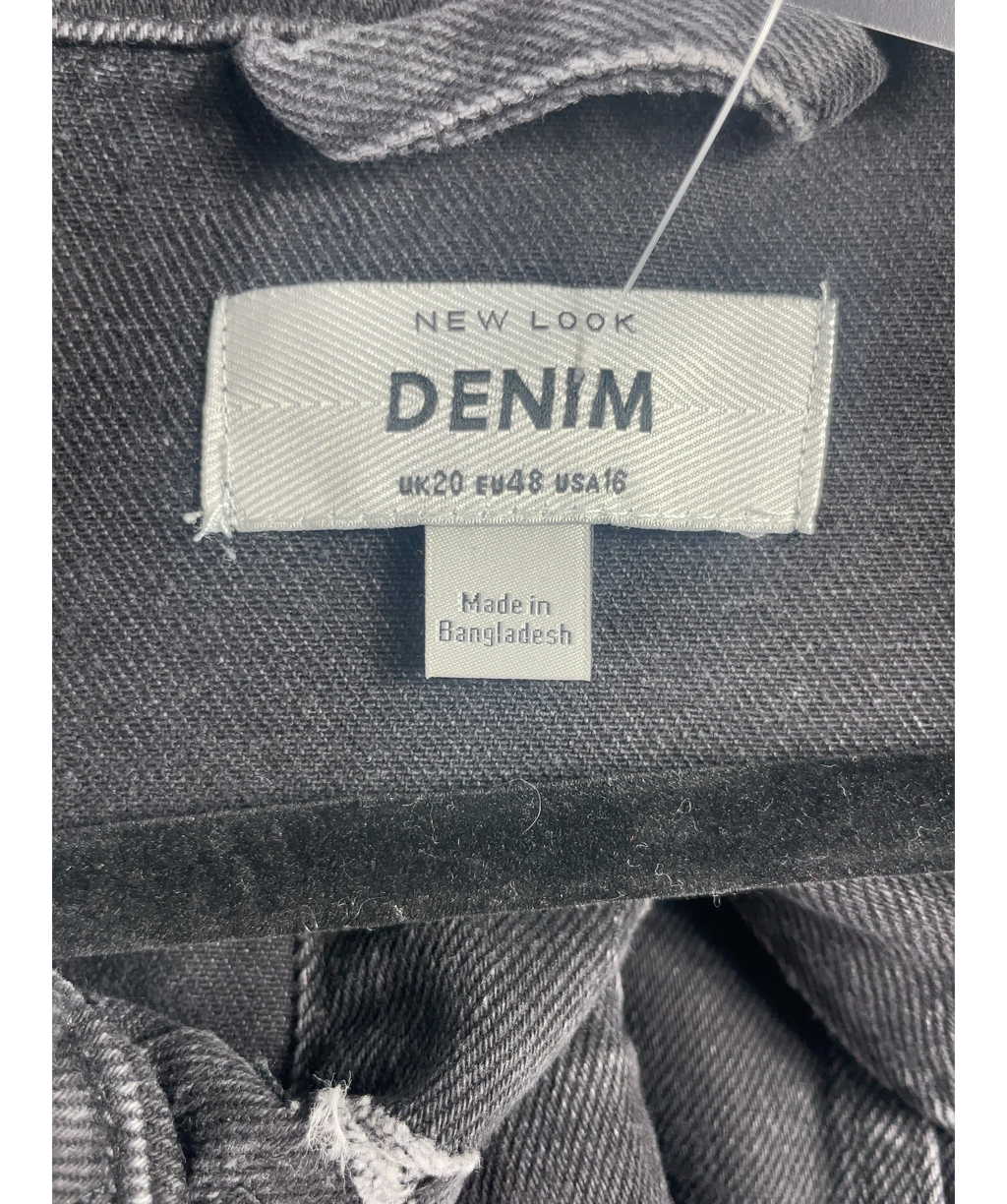 New Look Black DENIM Black Oversized Denim Jacket, size UK 20 — detail