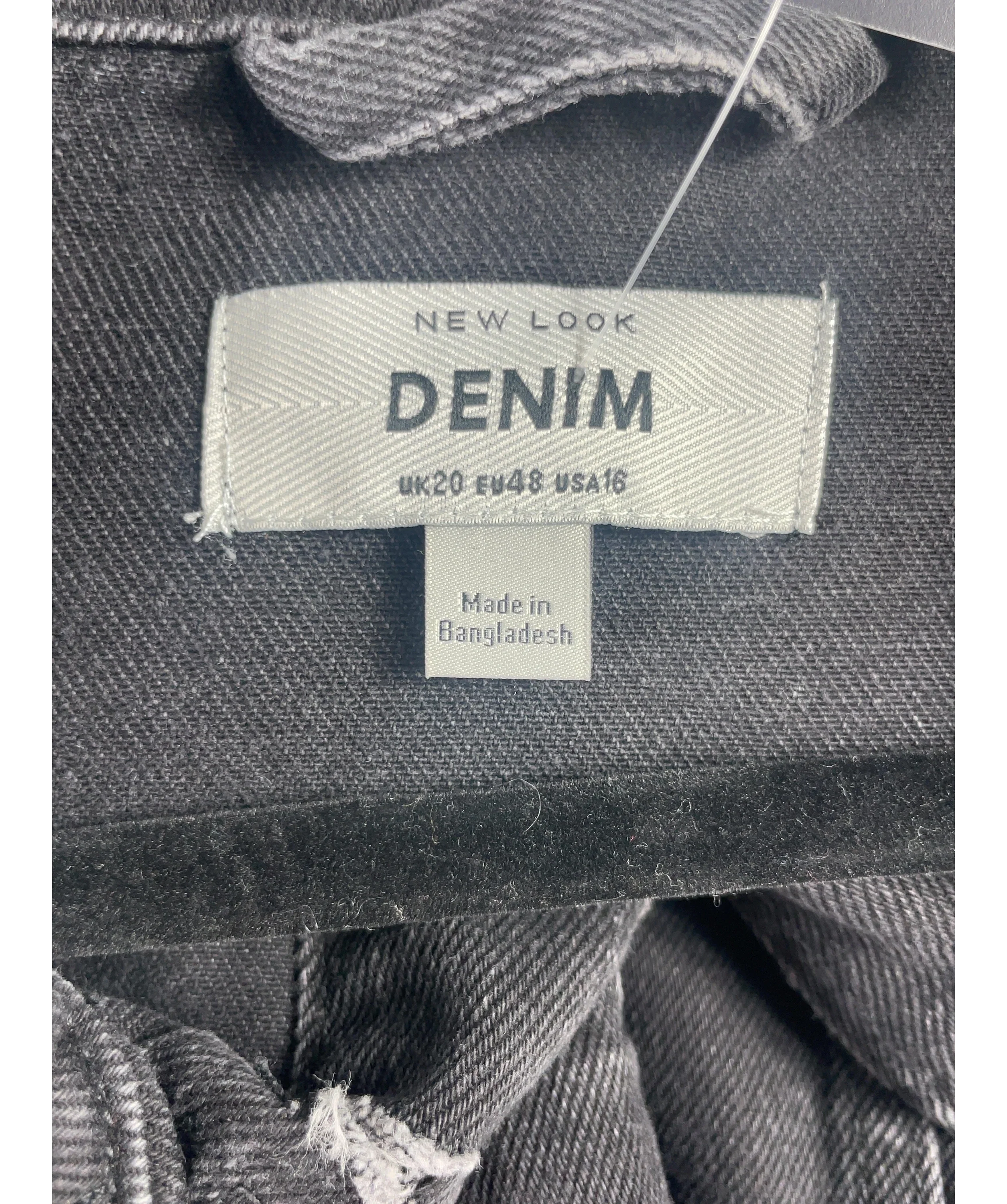 New Look Black DENIM Black Oversized Denim Jacket, size UK 20 — detail