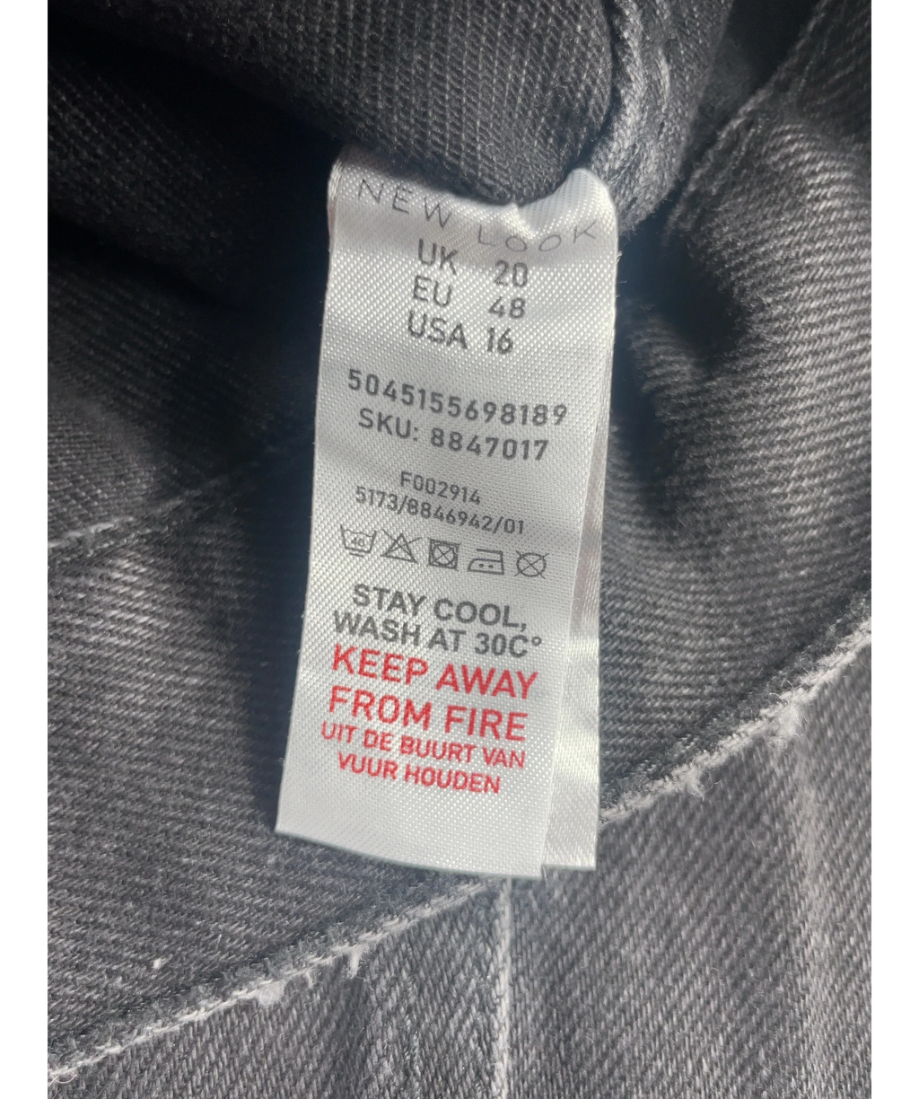 New Look Black DENIM Black Oversized Denim Jacket, size UK 20 — label