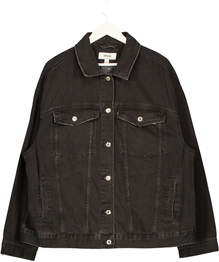 New Look Denim Black Oversized Denim Jacket UK 20