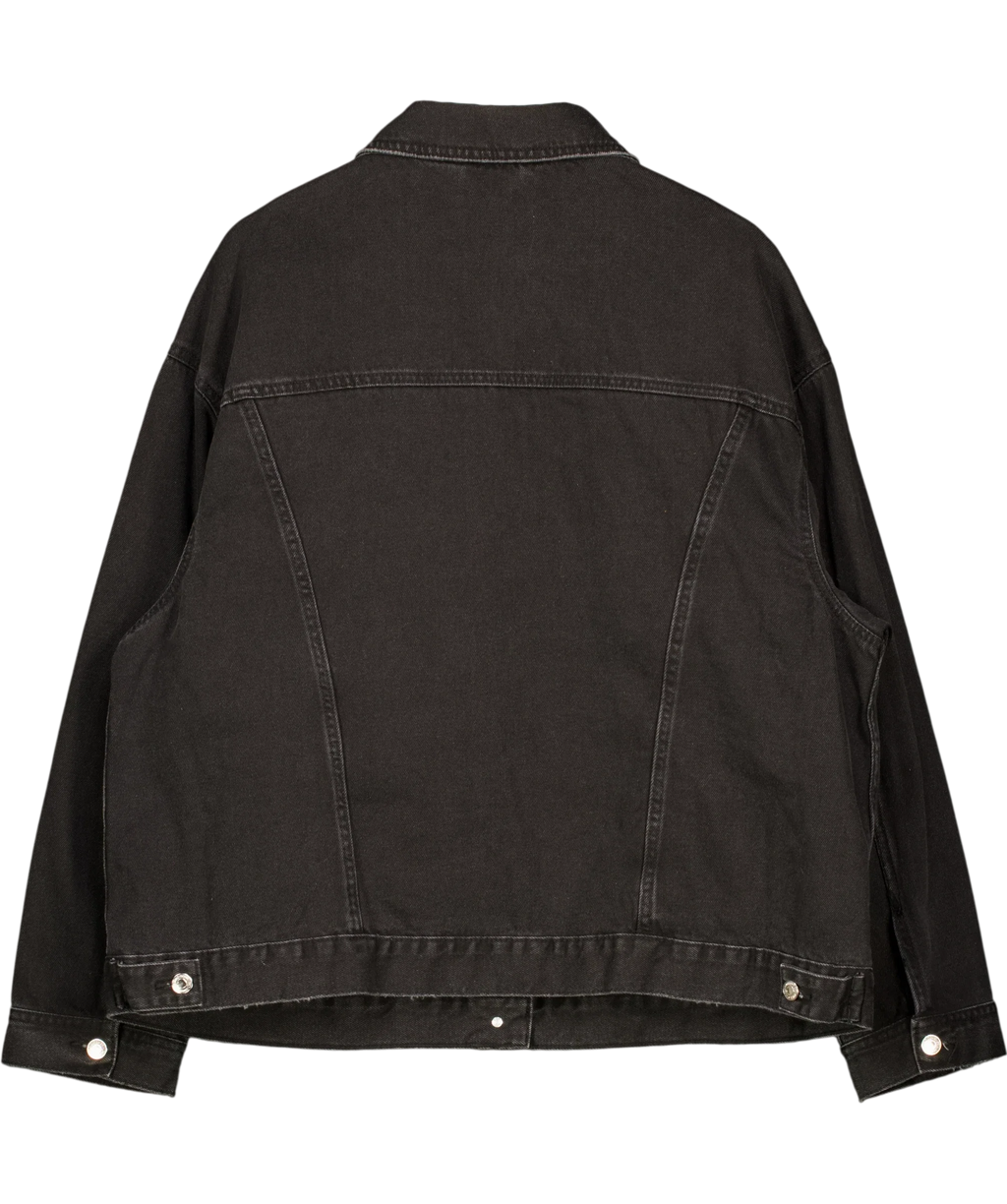 New Look Black DENIM Black Oversized Denim Jacket, size UK 20 — back