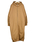 SH LABS Brown Camel Oversized Longline Zip-Up Hoodie Dress, size UK L — front