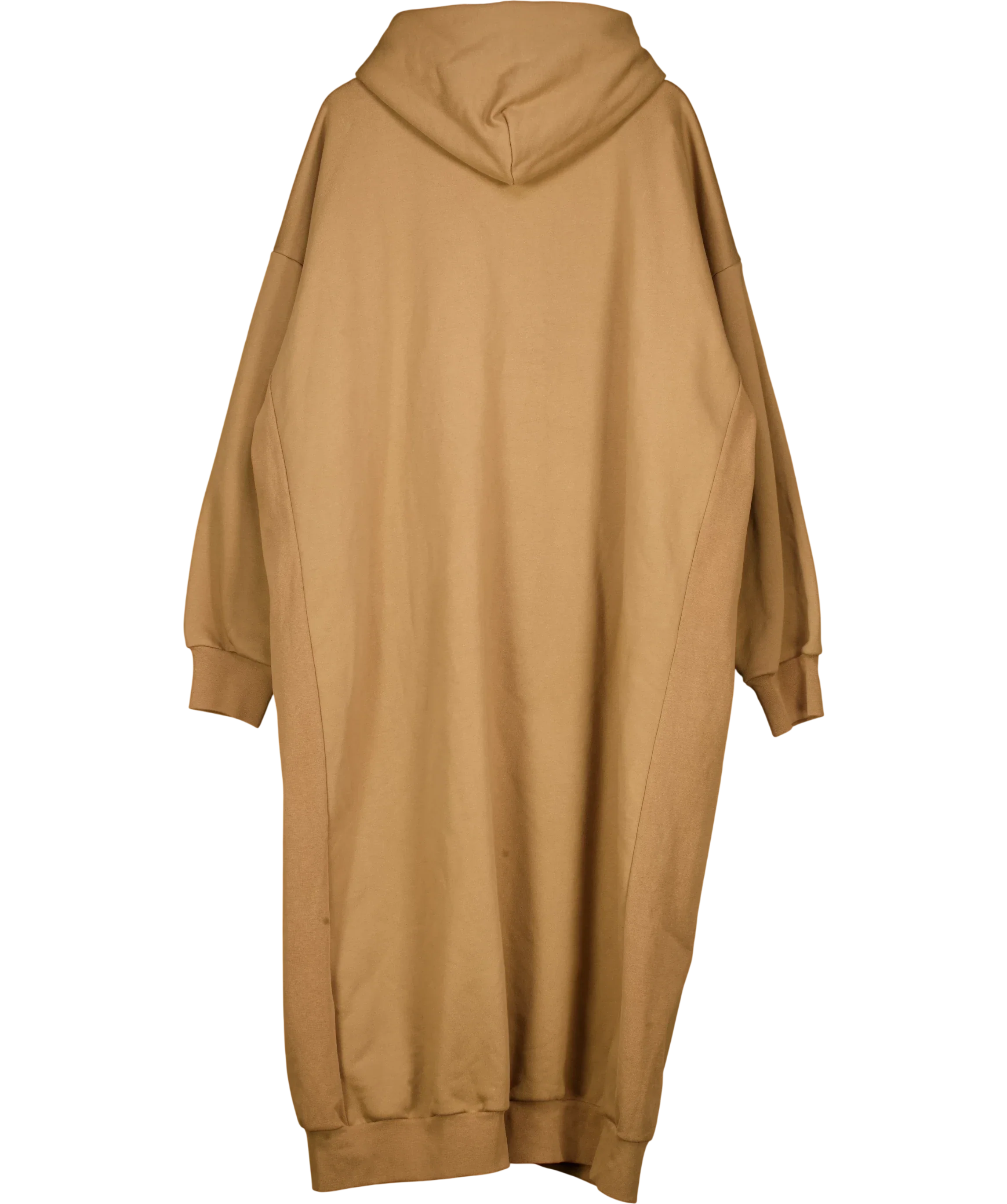 SH LABS Brown Camel Oversized Longline Zip-Up Hoodie Dress, size UK L — back