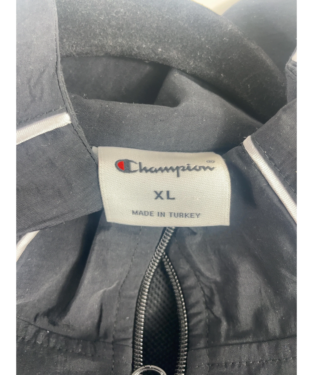 Champion Black Black Piping Track Jacket, size UK XL — detail