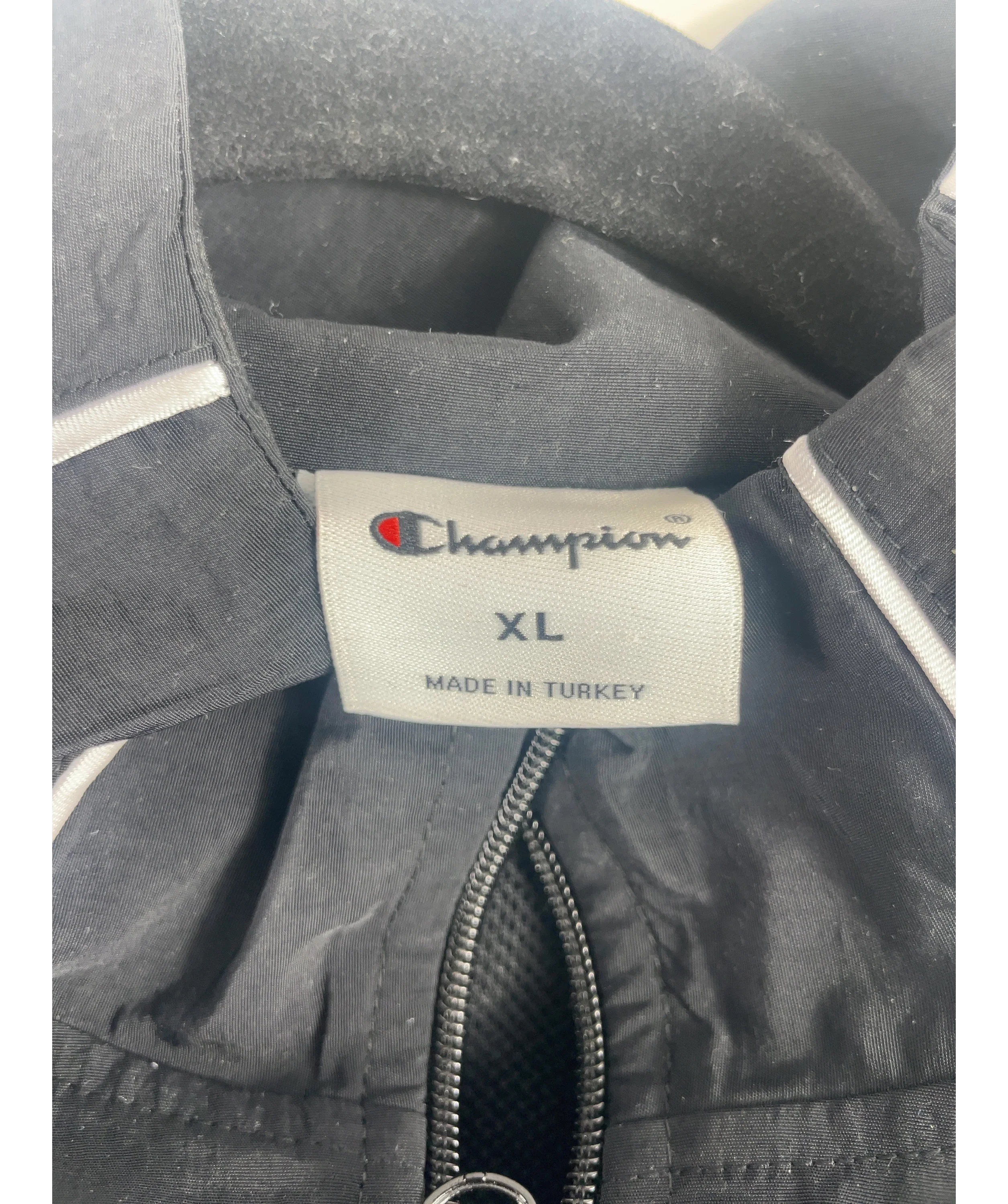 Champion Black Black Piping Track Jacket, size UK XL — detail