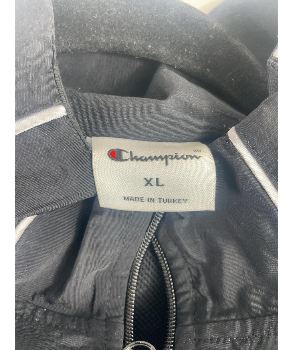 Champion Black Black Piping Track Jacket, size UK XL — detail