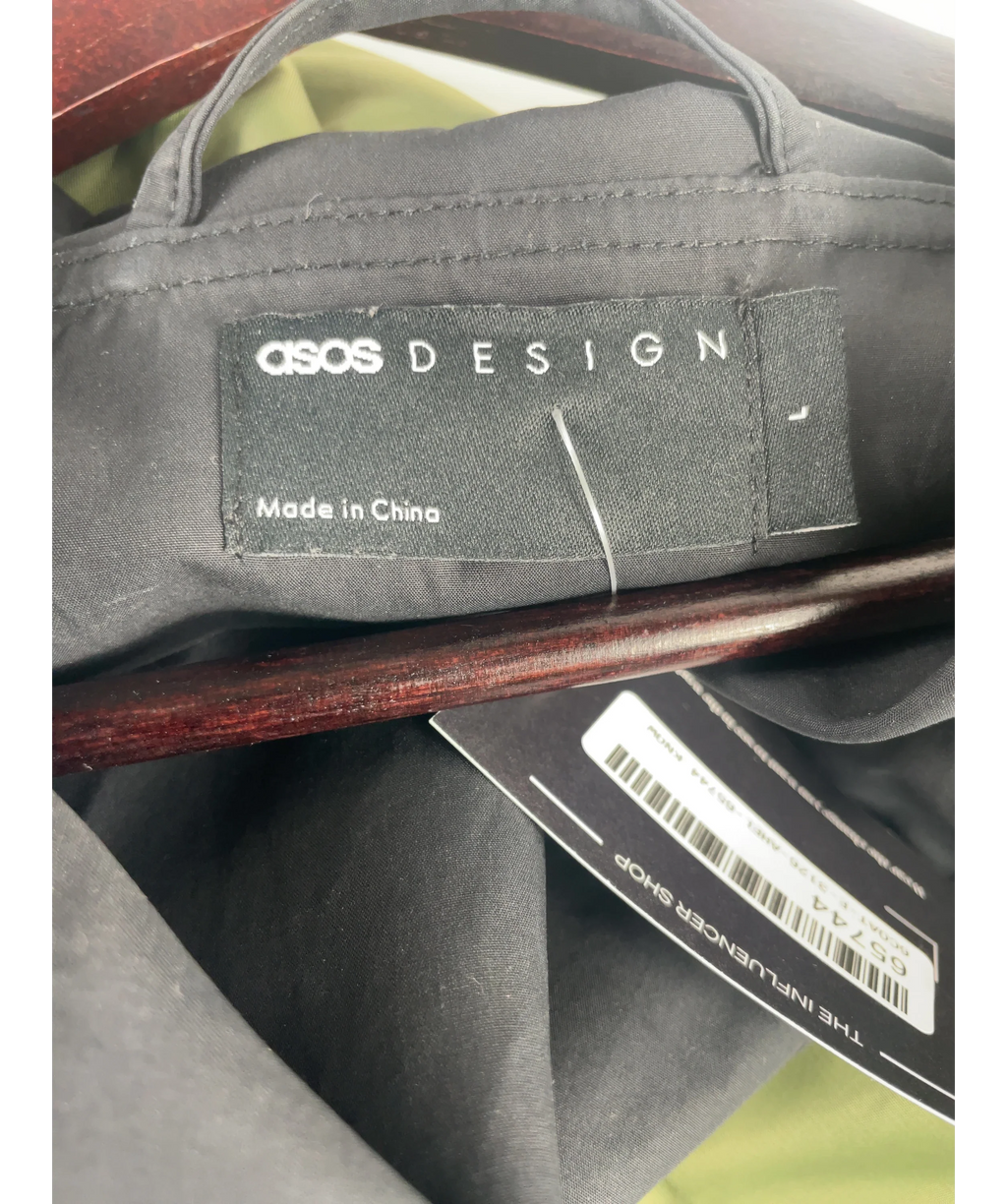 ASOS Green DESIGN Hybrid Trench Bomber Jacket Green Black, size UK L — detail