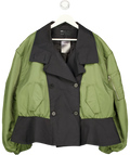 ASOS Green DESIGN Hybrid Trench Bomber Jacket Green Black, size UK L — front