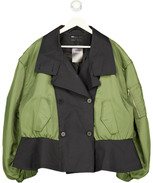 ASOS Design Hybrid Trench Bomber Jacket Green Black UK L