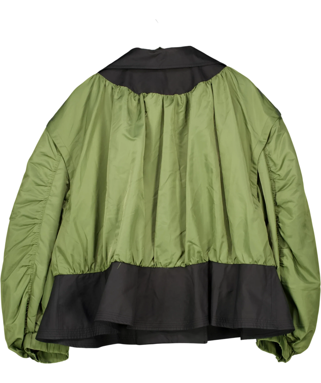 ASOS Green DESIGN Hybrid Trench Bomber Jacket Green Black, size UK L — back