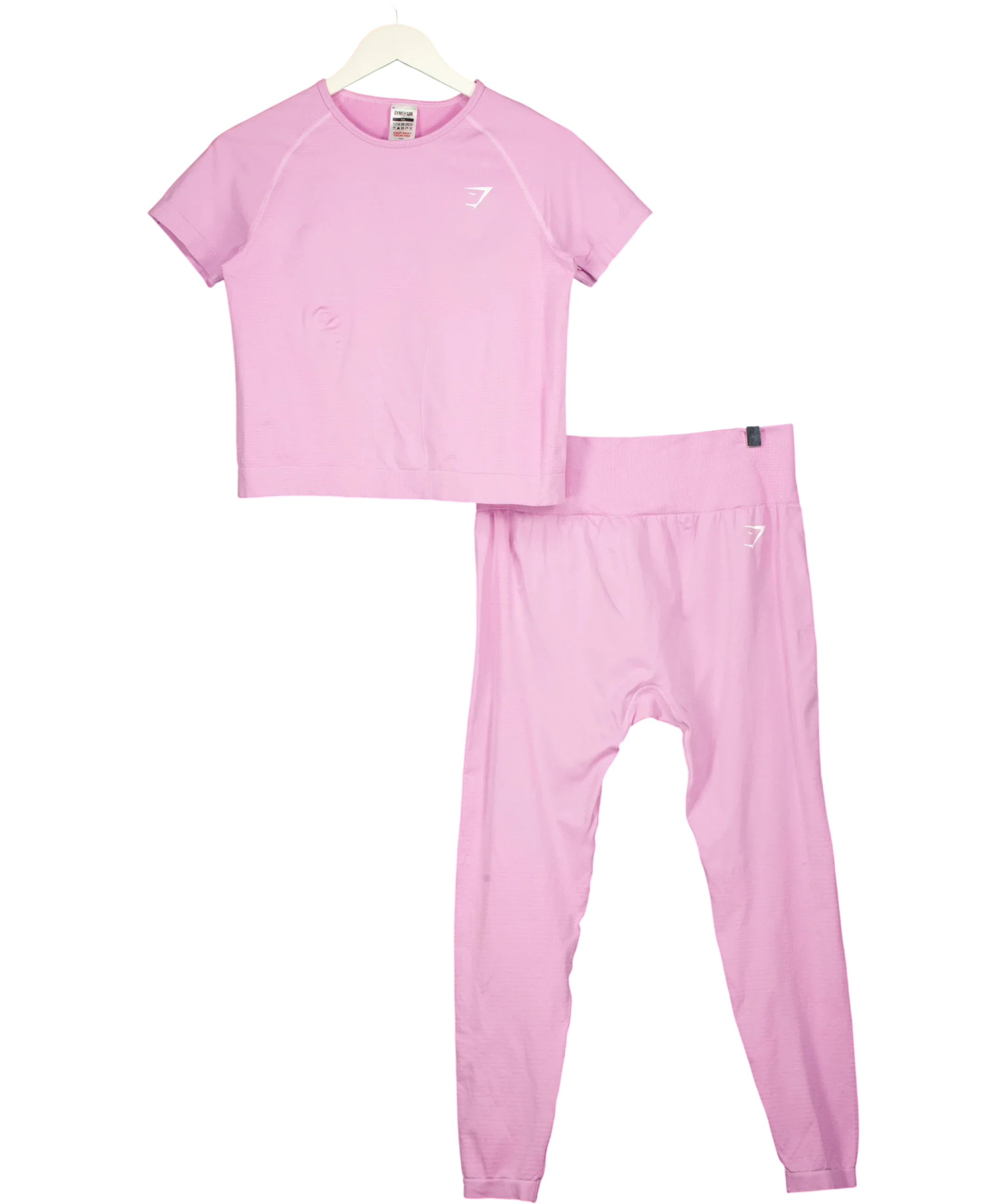 GYMSHARK Purple Seamless 2-Piece T-Shirt & Leggings Set Pink, size UK XXL — front