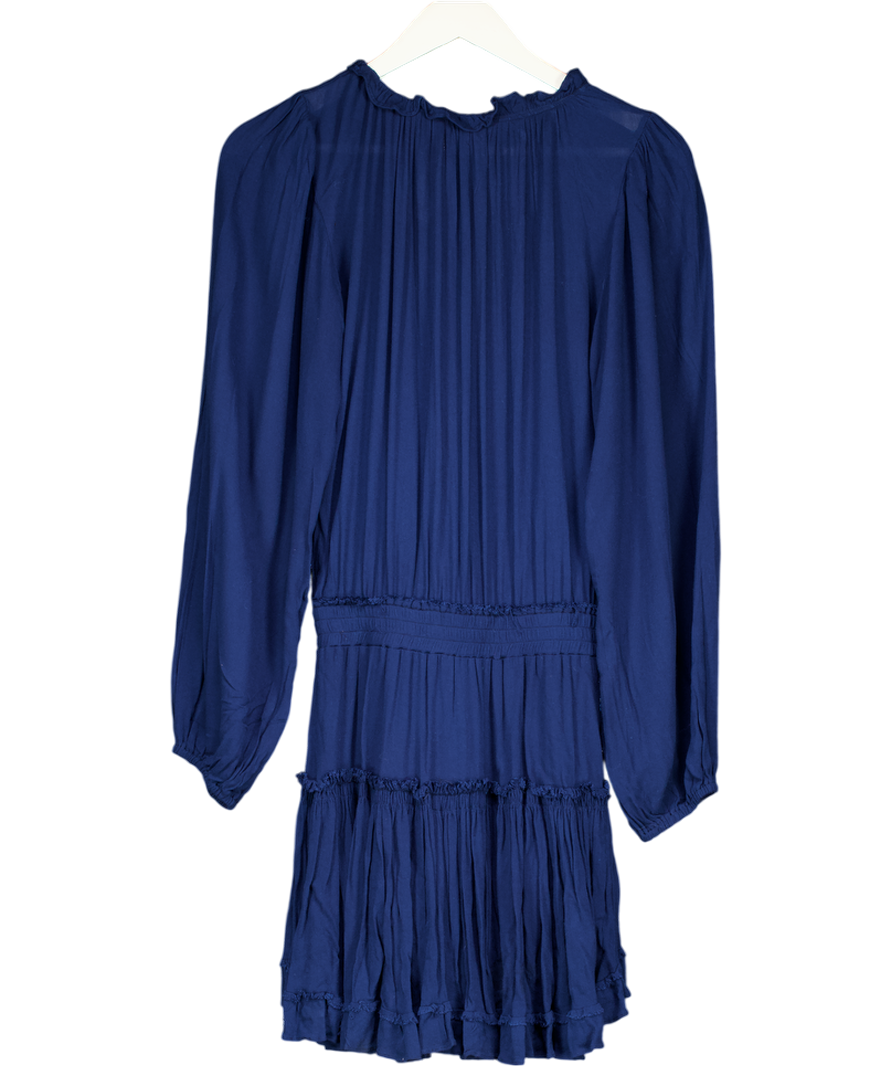 MISA Los Angeles Blue Long Sleeve Tiered Mini Dress UK XS
