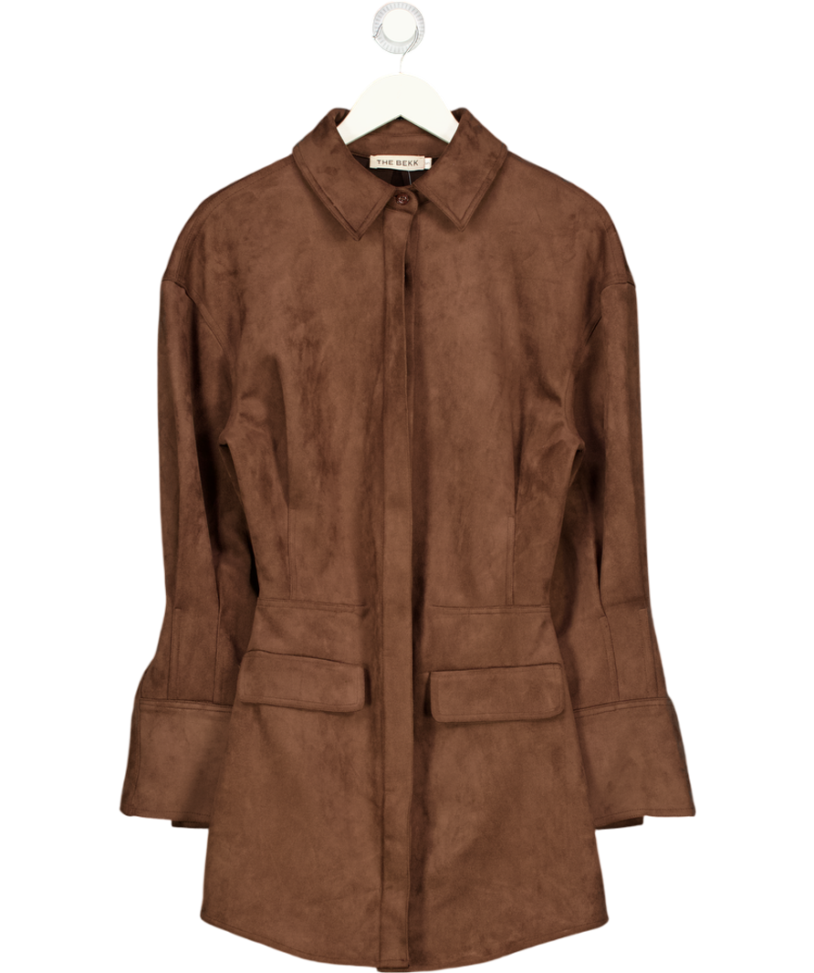 THE BEKK Chocolate Brown Faux Suede Mini Dress UK S