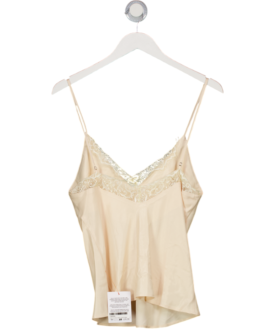 ASOS Cream Satin Plunge Cami Top UK 8
