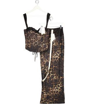 Mars the Label Piece Jayde Brown Leopard Print Corset And Maxi Skirt Set UK 10