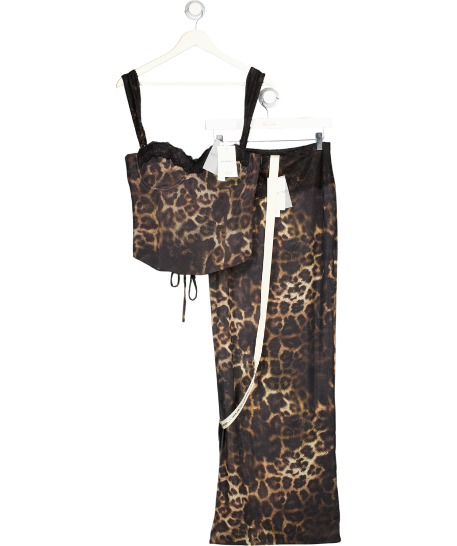 Mars the Label Piece Jayde Brown Leopard Print Corset And Maxi Skirt Set UK 10