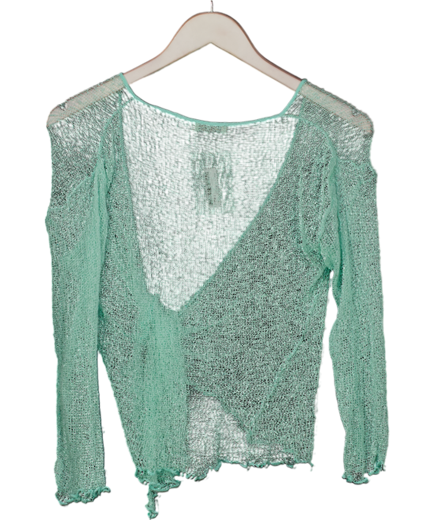 IKAT Green Ikat Cobweb Knit Cardigan One Size