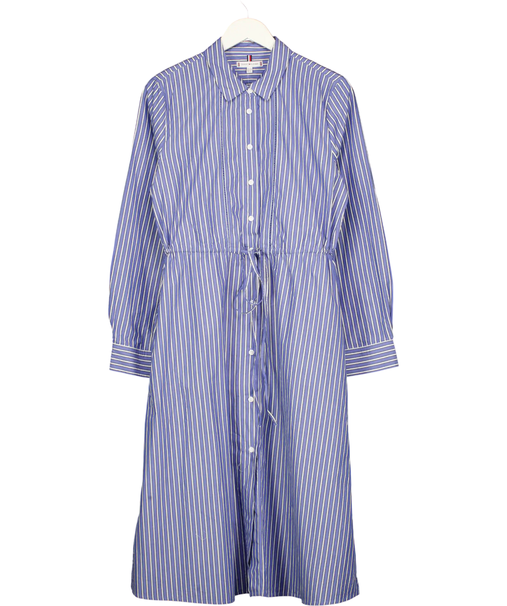 Tommy Hilfiger Blue Stripe Mid Length Shirt Dress UK 10