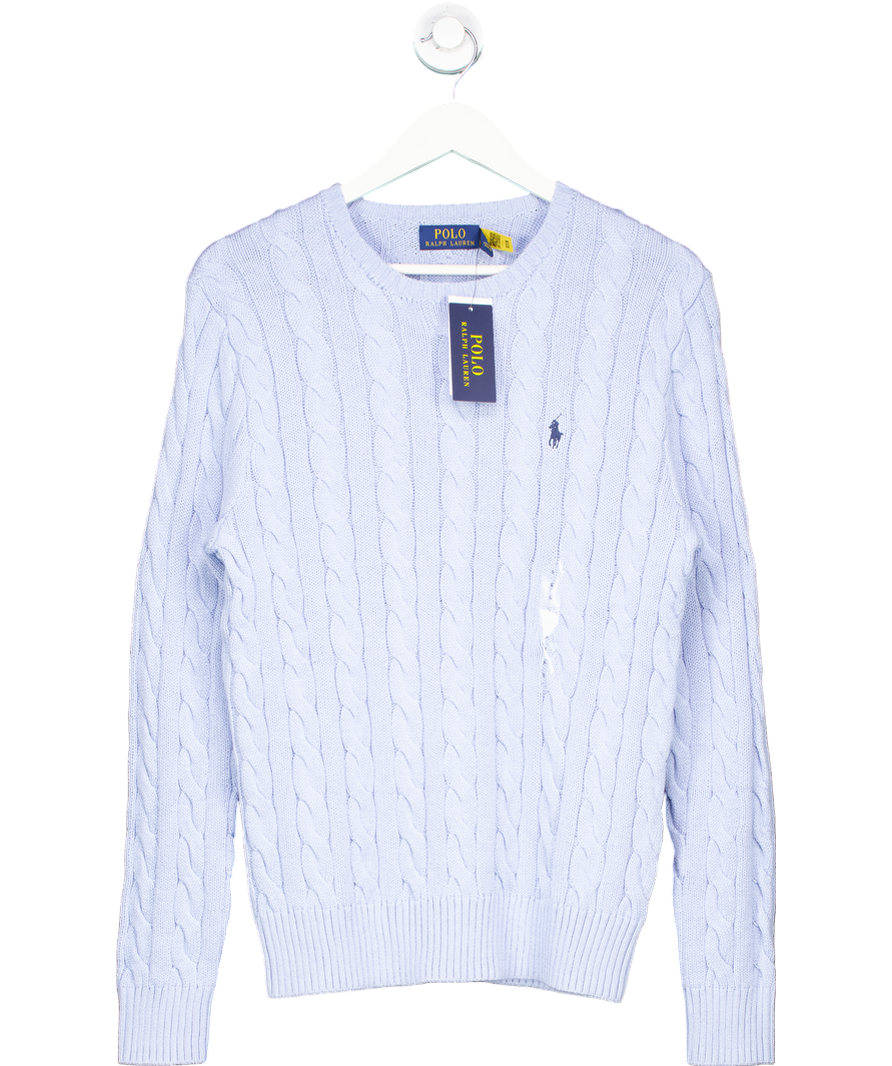 Polo Ralph Lauren Blue Cotton Cable Knit Sweater UK S