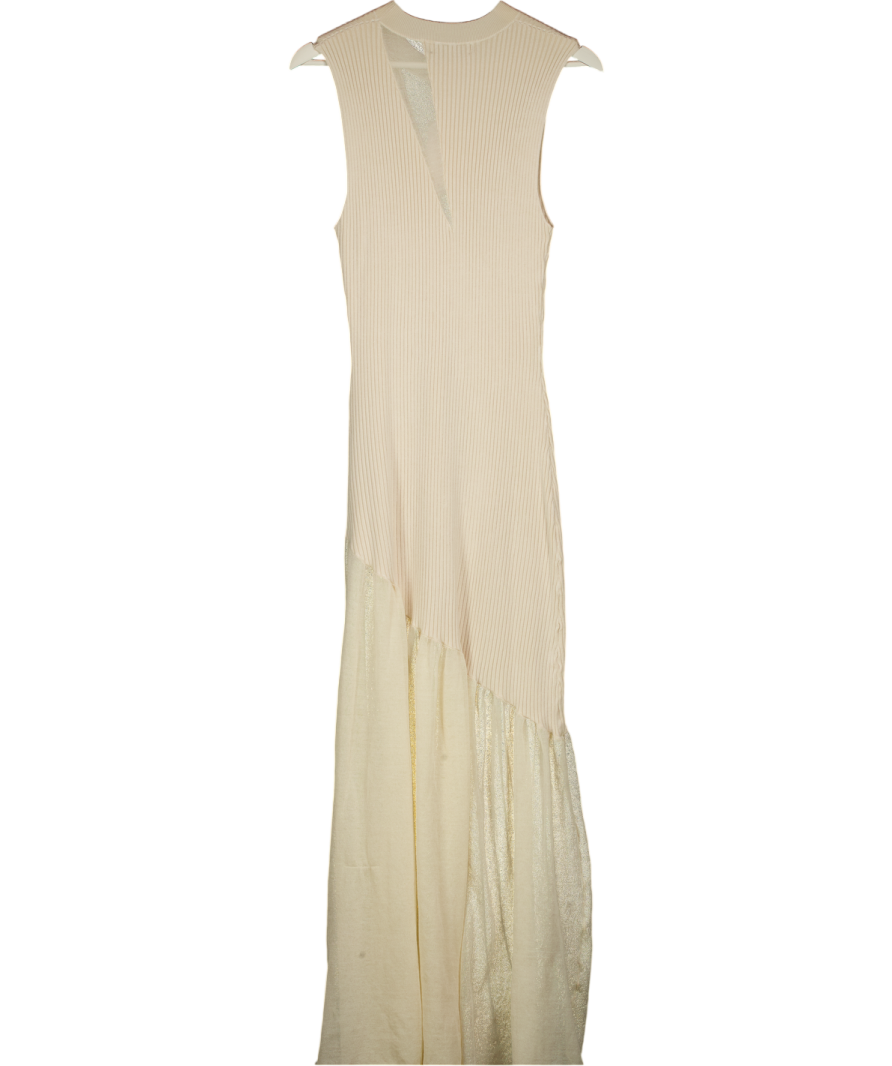 TOPSHOP Cream Knitted Sheer Mix Dress In Ivory UK M