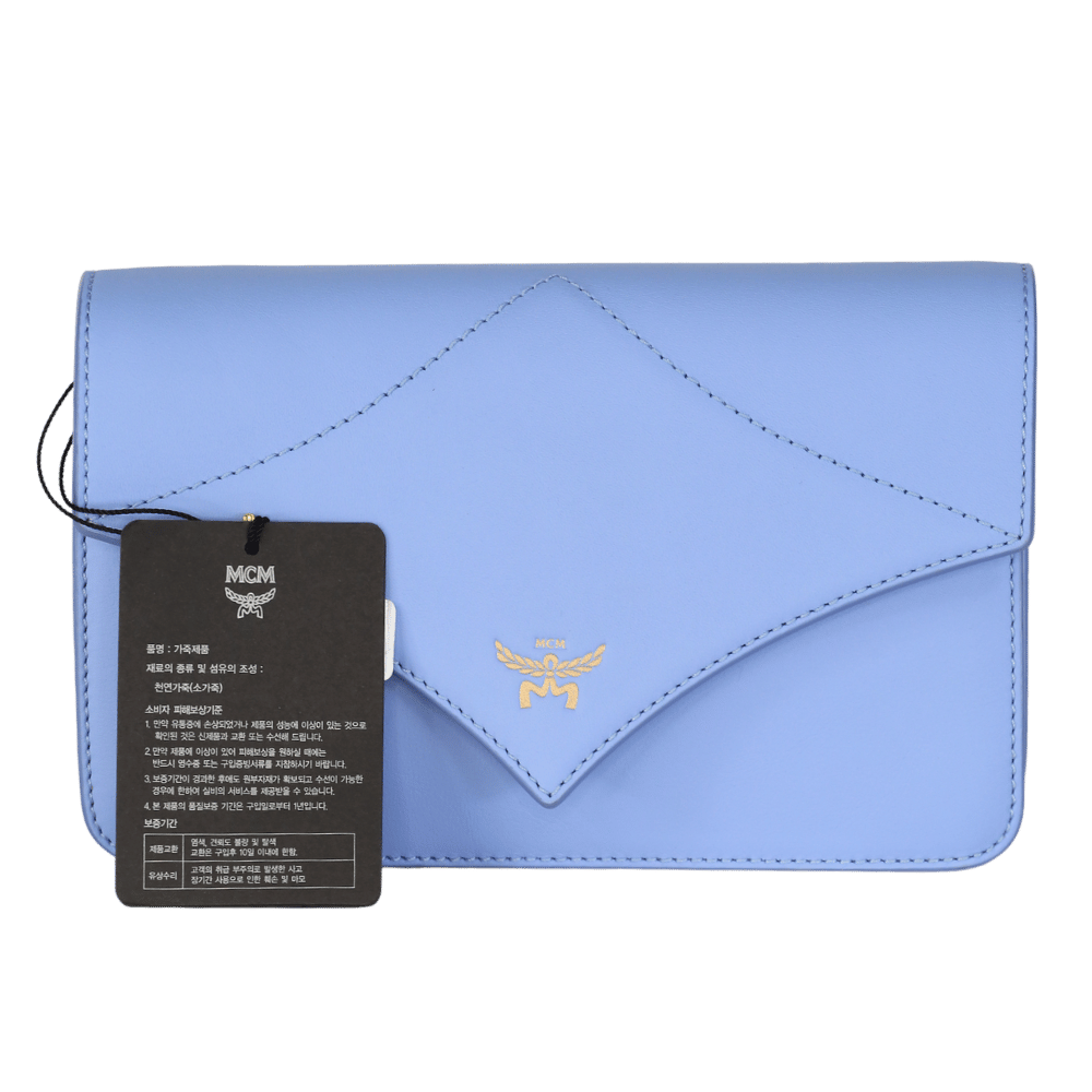 MCM Blue Geometric Quilted Mini Leather Shoulder Bag One Size