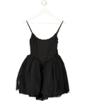 OH POLLY Black Beaded Tulle Skirt Mini Dress UK 8