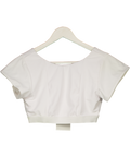 THE BASIN White Ribbed Zip Back Crop Top UK M