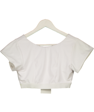 THE BASIN White Ribbed Zip Back Crop Top UK M