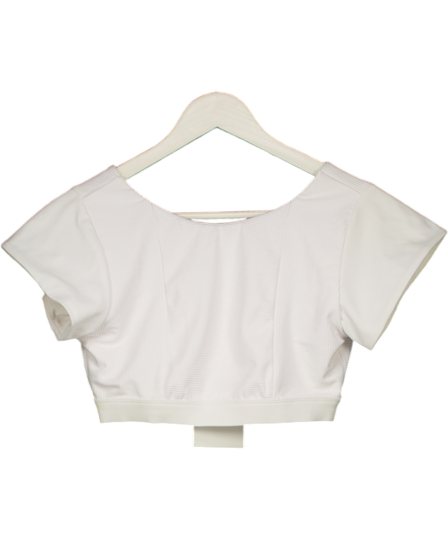 THE BASIN White Ribbed Zip Back Crop Top UK M