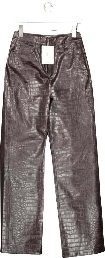 FRANKIE SHOP Brown Bonnie Croc Effect Pants UK S