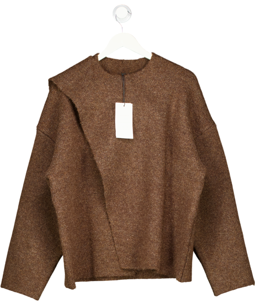 ZARA Chocolate Brown Cardigan With Scarf Detail UK S