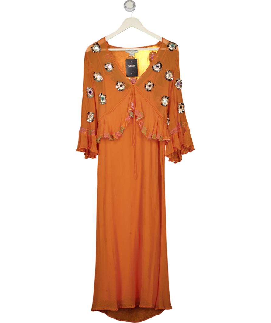 NEVER FULLY DRESSED Orange Apricot Embellished Ines Dress UK 8