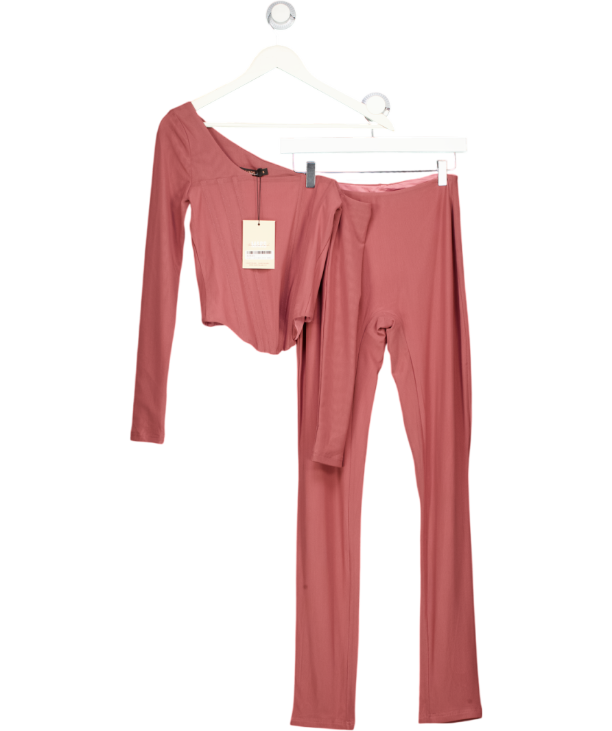 Mars the Label Pink The Ava Mesh Corset Top And Legging Set UK 8