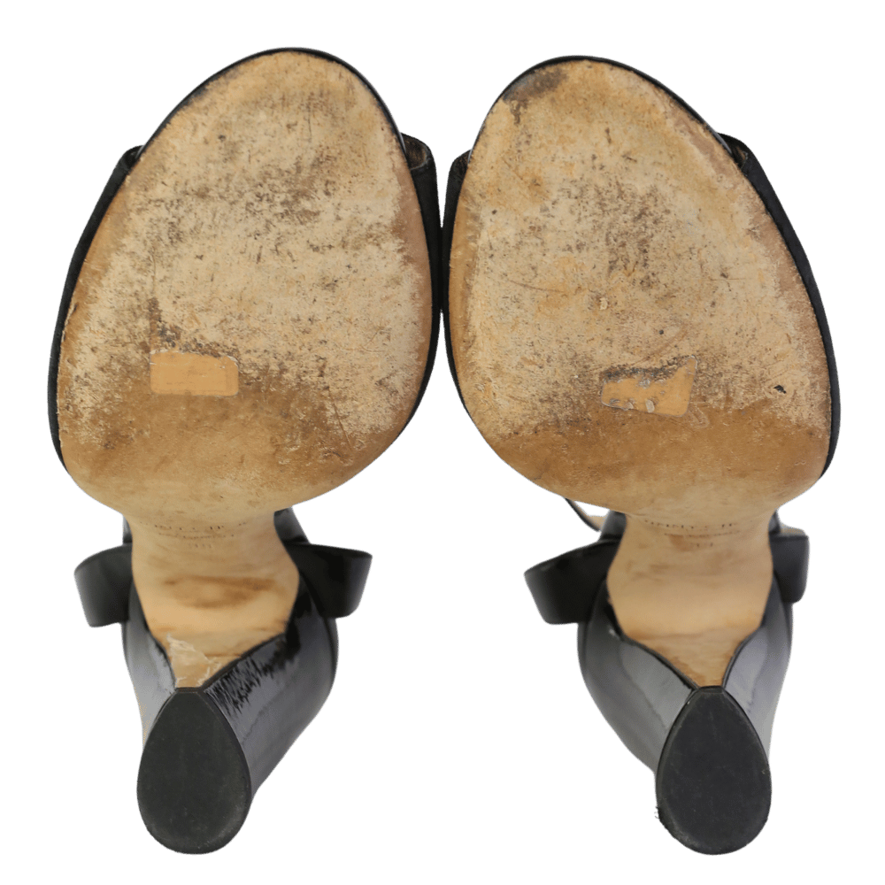 Jimmy Choo Black Miranda 100 Patent Leather And Suede Sandals UK 6 EU 39 👠