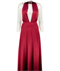 Nadine Merabi Gracie Dark Red Satin  Halter Maxi Dress UK XS