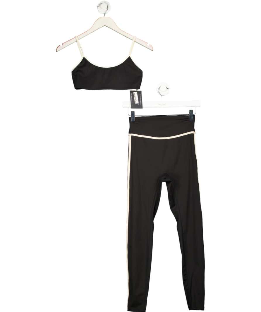 BOA Black Base Contrast Trim Cami Bra &  Contrast Trim Leggings UK S