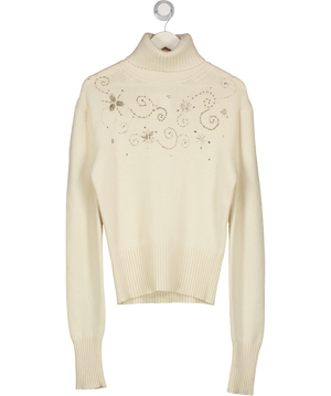 Magda Butrym Cream Embellished Roll Neck Jumper UK 6
