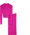 MICHAEL Michael Kors Pink 2-piece Fuchsia Metallic Ribbed Knit Pencil Skirt And Jumper Set UK XS