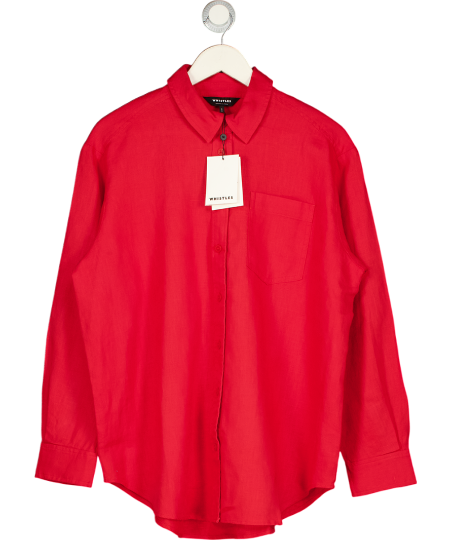 WHISTLES Red Ultimate Relaxed Fit Linen Shirt UK 12
