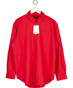 WHISTLES Red Ultimate Relaxed Fit Linen Shirt UK 12