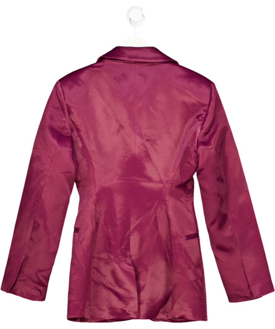ASOS Design Cinch Satin Blazer In Plum Purple UK 8