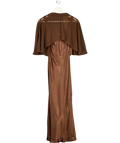 BY ANTHROPOLOGIE Brown Casey Cape Overlay Satin Midi Dress UK 6