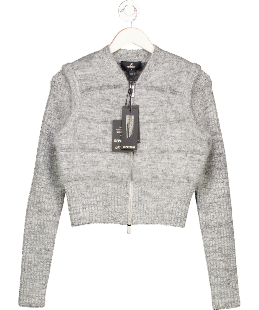 Represent Grey Aura Zip Cardigan UK S