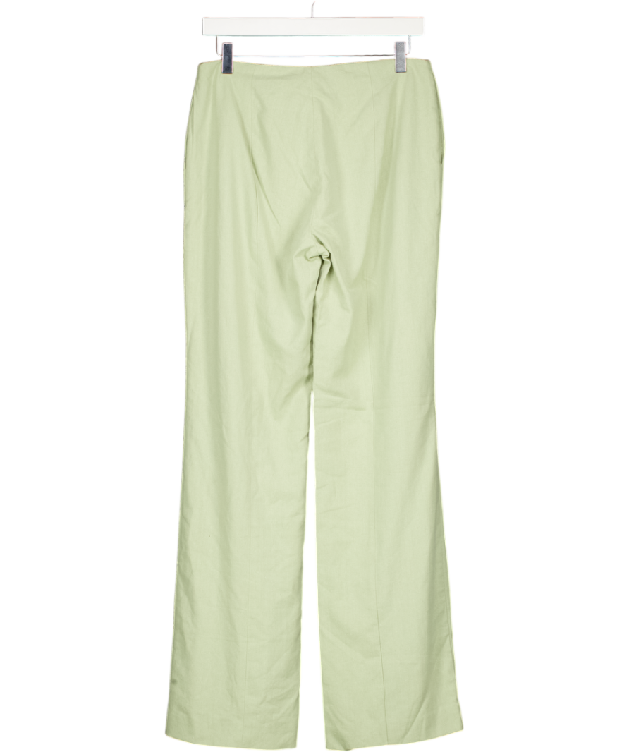 MISTRESS ROCKS Sage Green Linen Blend Straight Leg Trousers UK S