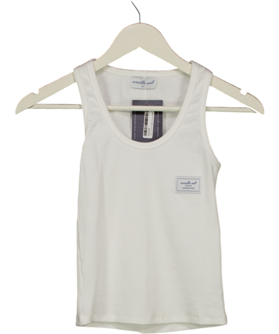 Sencilla Salt White Ribbed Vest Top UK S